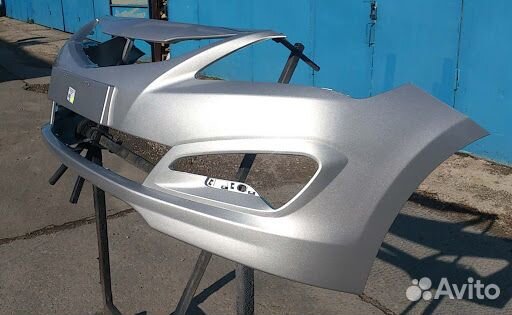 Передний бампер хундай соларис рестайл серебро №11