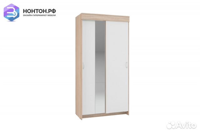 Шкаф-купе Бассо 1.0 м с зеркалом дуб сонома / белы