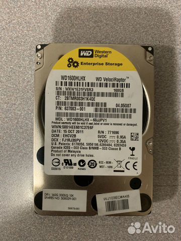 Жесткий диск WD 160Gb SATA 10K 2.5 WD1600hlhx