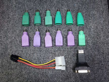 Переходник кабель hdmi dvi, molex 6 pin, ps/2 usb
