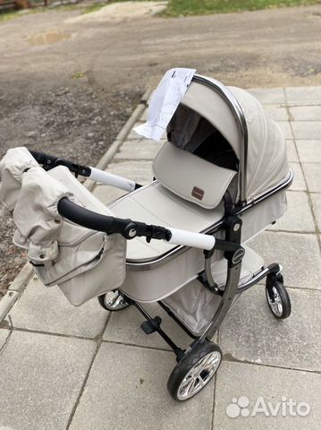 Новая коляска 2в1 эко кожа серая