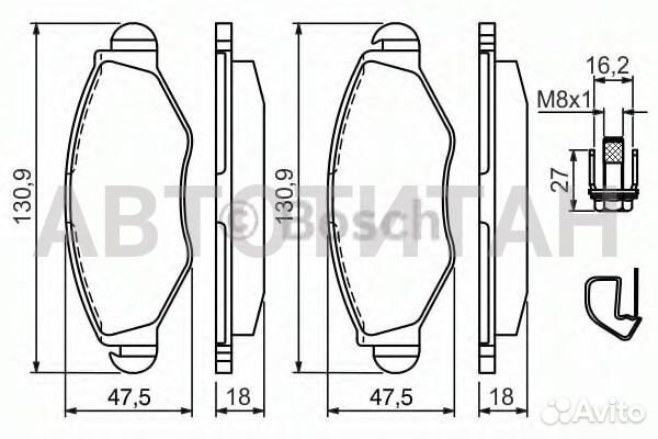 Колодки тормозные дисковые перед peugeot 206 Hatch
