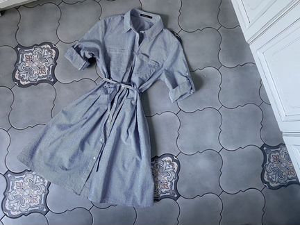 Платье рубашка в голубую полоску