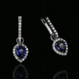 Серьги из б.з. с сапфирами 2,05ct и брилл 0,6ct