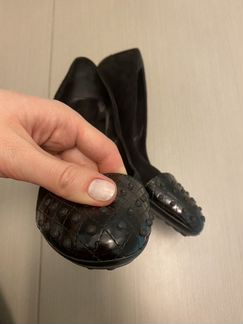 Чёрные замшевые и кожаные туфли Tod’s