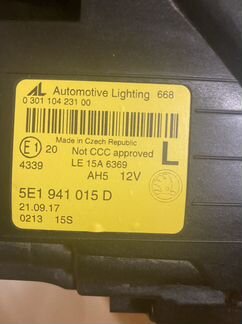 Левая фара. Skoda Octavia A7 2018