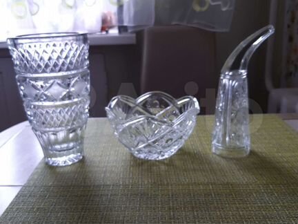 Хрустальные вазы,конфетницы,стекло- графин