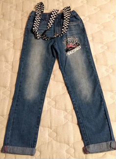Button blue новые джинсы рост 128. Синие. новые