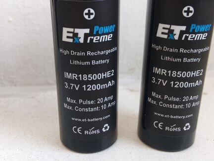 Li-ion аккум ExT imr18500 he2 1200mAh 20A 3,7v
