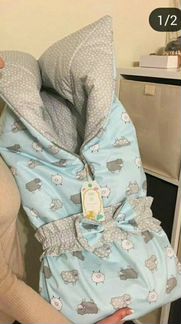 Тёплый конверт на выписку,ручная работа