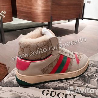 Кроссовки с мехом Gucci