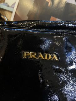Большая кожаная чёрная сумка Prada (оригинал)