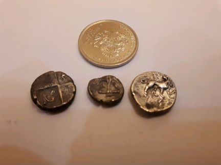 Древняя Греция Аттика, 3 монеты серебро 350-400днэ