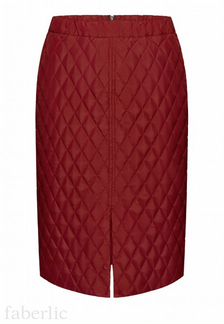 Юбка утепленная стеганая красная