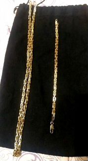 Цепочка с браслетом цвет золото