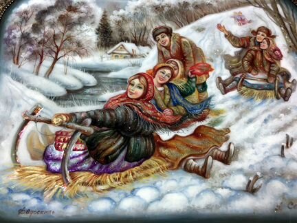 Шкатулка авторская (лаковая миниатюра), Федоскино