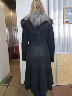 Новая чёрная дублёнка с чернобуркой