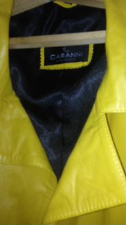 Плащ кожаный, жёлтый