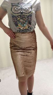 Юбка с пайетками золотистыми