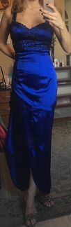 Платье синее, вечернее (макси, длинное)