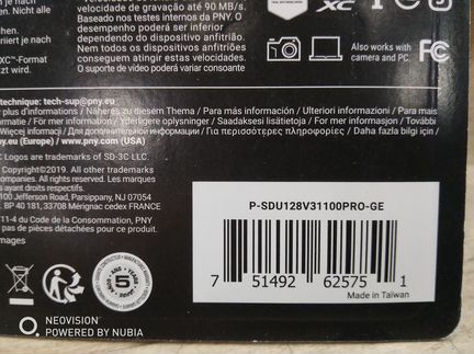 Micro SD Card PNY 128gb High speed 90/100 MB/s 4K