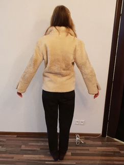 Шуба из стриженного сурка светлая