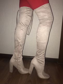 Новые бежевые ботфорты