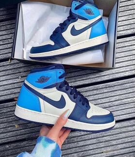 Кроссовки nike air jordan 1 obsidian (36-45)