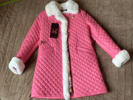 Кожаное пальто с мехом на девочку