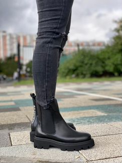 Ботинки кожаные чёрные баленсиага