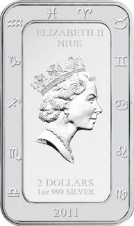 Монета Весы - Фэнтези серебро Ниуэ 2011 год