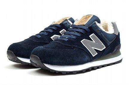 New balance 574 темно-синие с мехом яч44