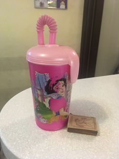 Стакан с трубочкой с принцессами Дисней