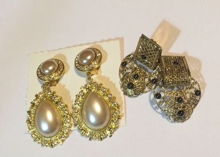 Чешская бижутерия богемское стекло клипсы