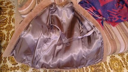 Шуба детская новая бежевая из цигейка 34 размер