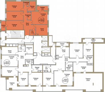 4-к квартира, 119 м², 19/19 эт.