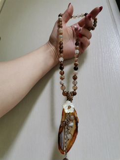 Колье, ожерелье, бусы, сердолик