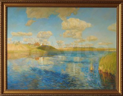 Продаётся картина маслом на холсте. Пейзаж Озеро