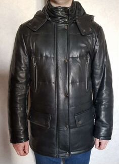 Кожаная куртка пуховик