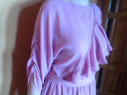 Платье нежно-розовое, шифон, 44-46