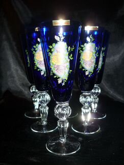 Набор синих фужеров Экспорт СССР