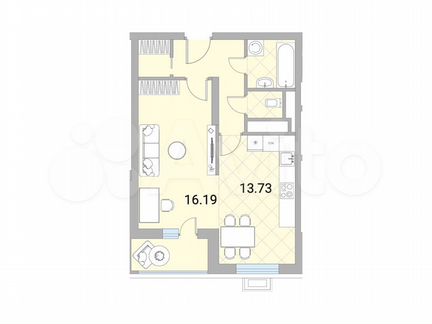 1-к квартира, 43.6 м², 16/24 эт.