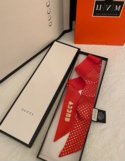 Gucci шарф твилли. Оригинал. Новый. Красный