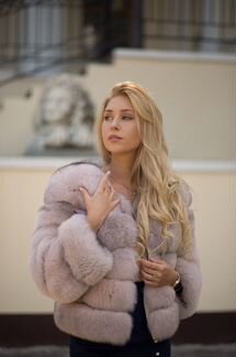 Полушубок Шуба песец пудровый розовый
