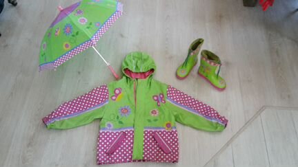 Комплект Дождевик плащ, зонт и сапоги в подарок