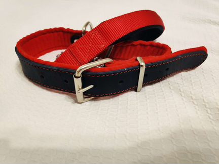 Поводок ошейник на цепи чёрно-красный